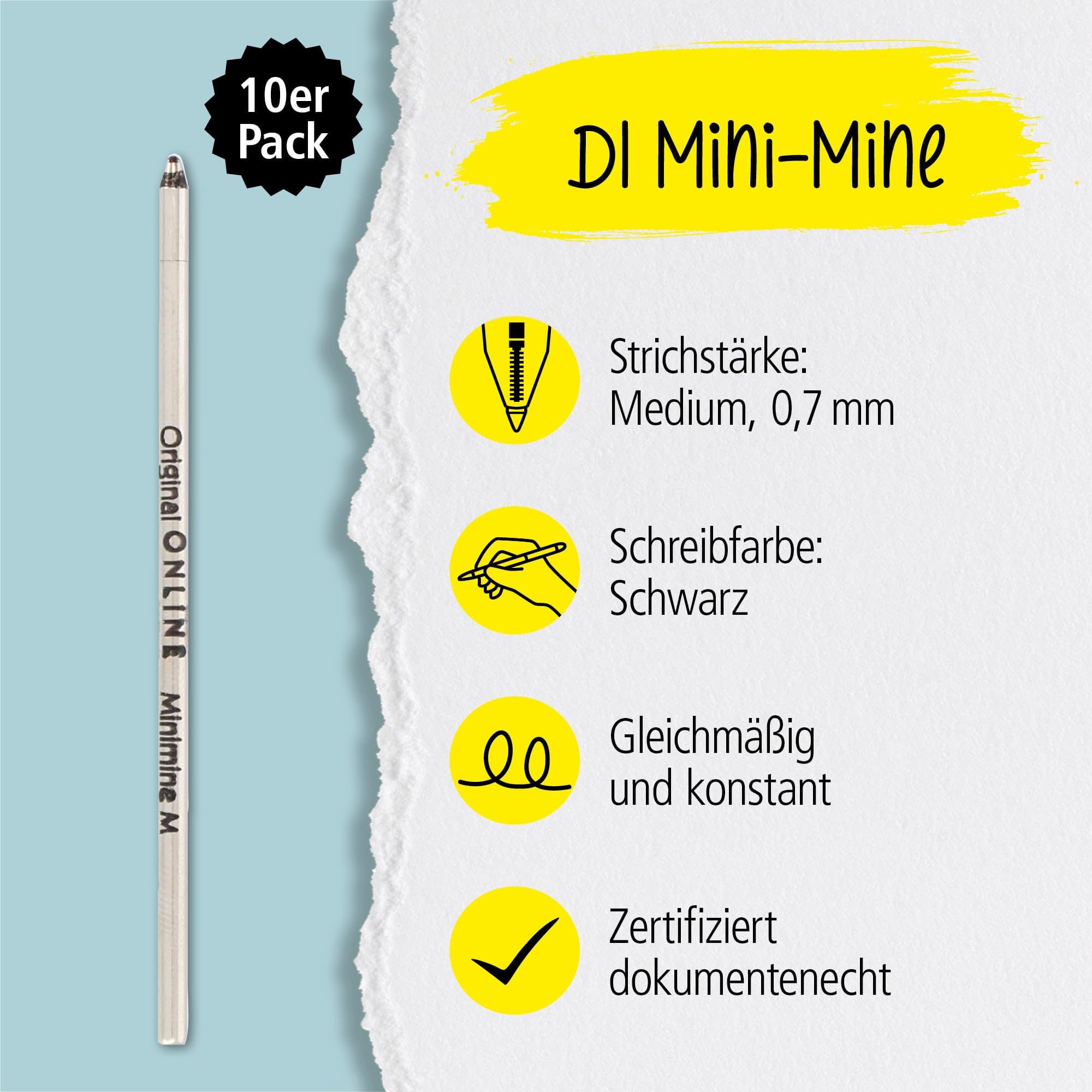 online-mini-kugelschreiberminen-d1-m-schwarz-10er-set-dokumentenecht image 2