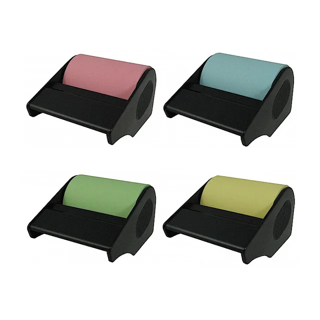 ecobra-eco-tapes-haftnotizrollen-60-mm-x-12-m-4-farben-im-schwarzen-abroller image 1