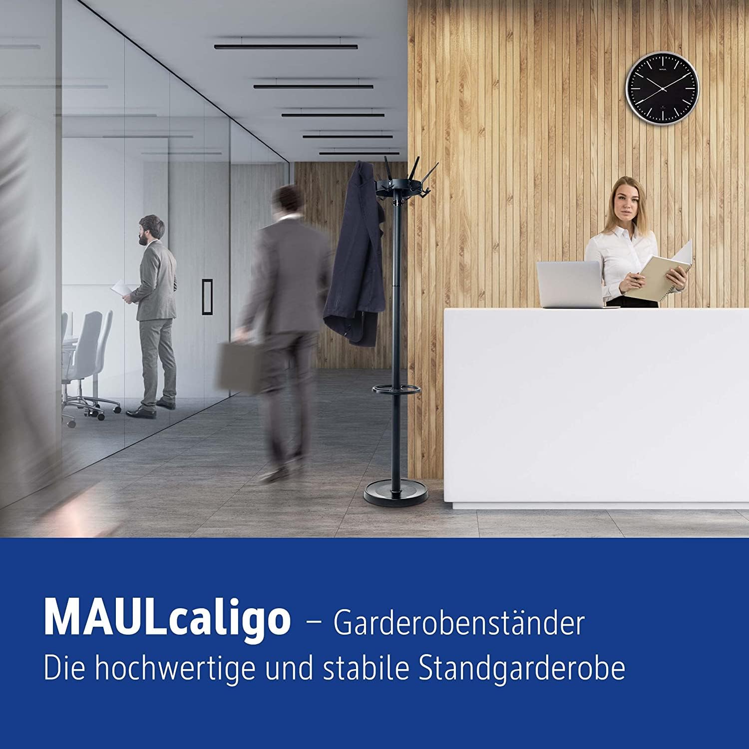 maul-maulcaligo-standgarderobe-schwarz-32-haken-drehbar-mit-schirmhalter image 2