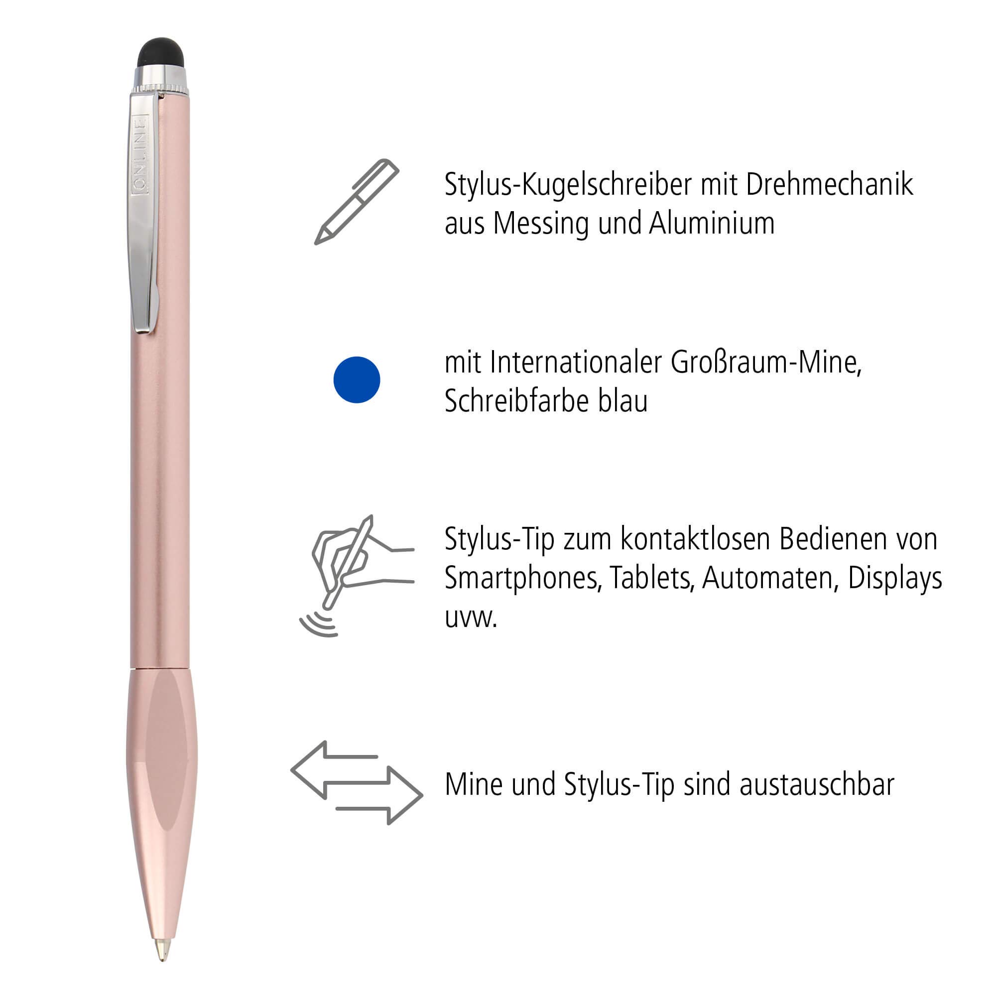 online-alu-stylus-kugelschreiber-rosegold-blau-m image 2