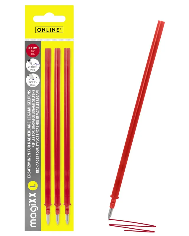 online-magixx-ersatzminen-3x-rot-0-7-mm-radierbar-f-r-legami-gelstifte image 1