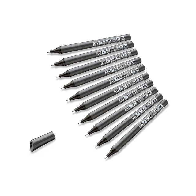 neuland-fineone-sketch-fineliner-0-3-0-5-0-7-mm-10er-set-schwarz image 1