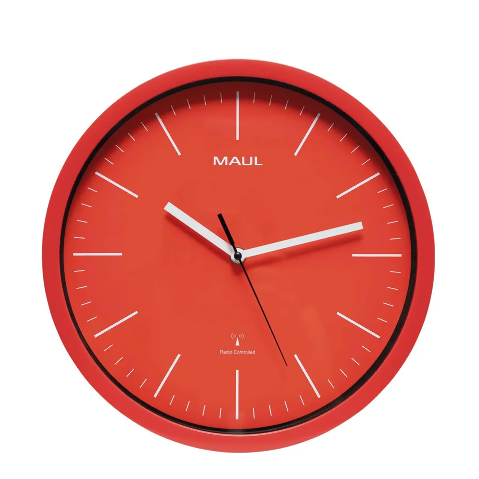 maul-wanduhr-mauljump-rot-31-cm-funk-leise-modern image 1