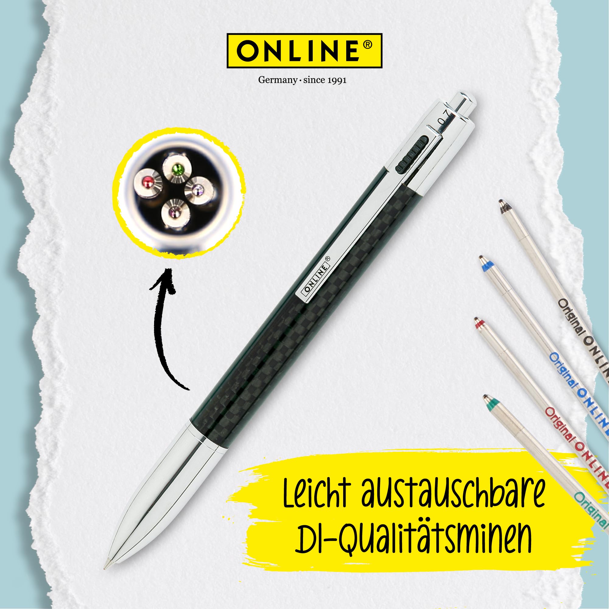 online-4-farb-kugelschreiber-carbon-design-metall-mit-d1-ersatzminen image 4