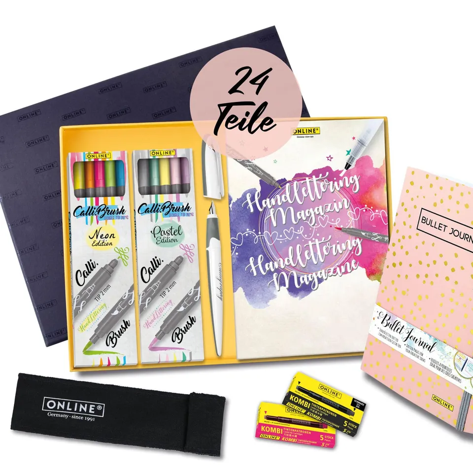 online-calli-brush-handlettering-starter-set-10-brush-pens-f-ller-journal image 1