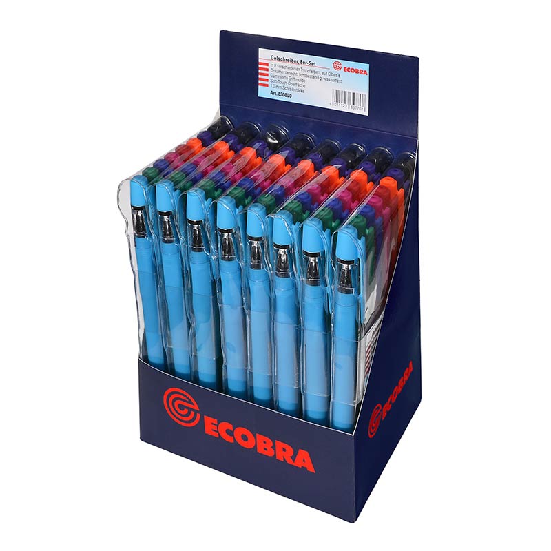 ecobra-gelschreiber-display-8x-8er-set-auf-lbasis-in-8-trendfarben image 2