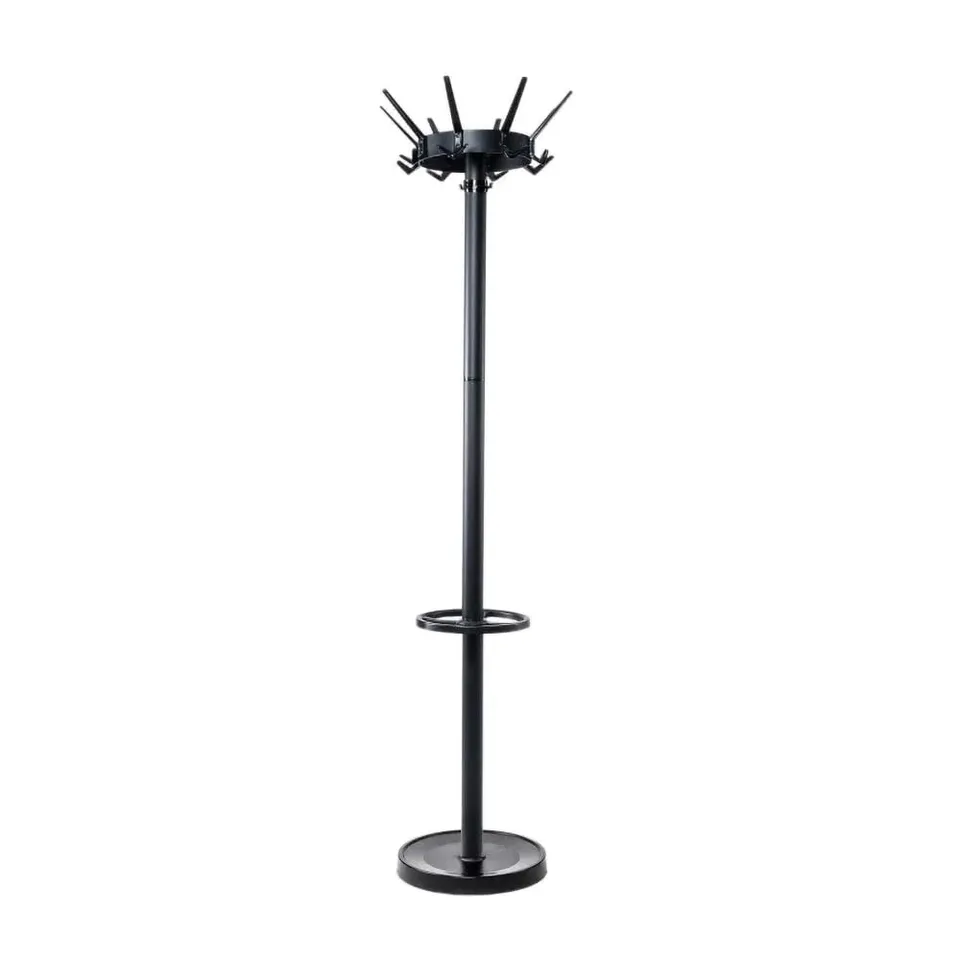 maul-maulcaligo-standgarderobe-schwarz-32-haken-drehbar-mit-schirmhalter image 1