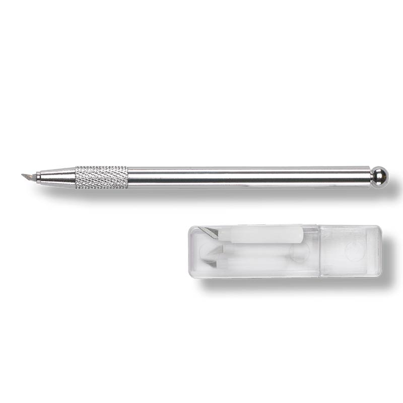 ecobra-schablonen-kurvenmesser-mit-aluminium-halter-inkl-3-ersatzklingen image 1