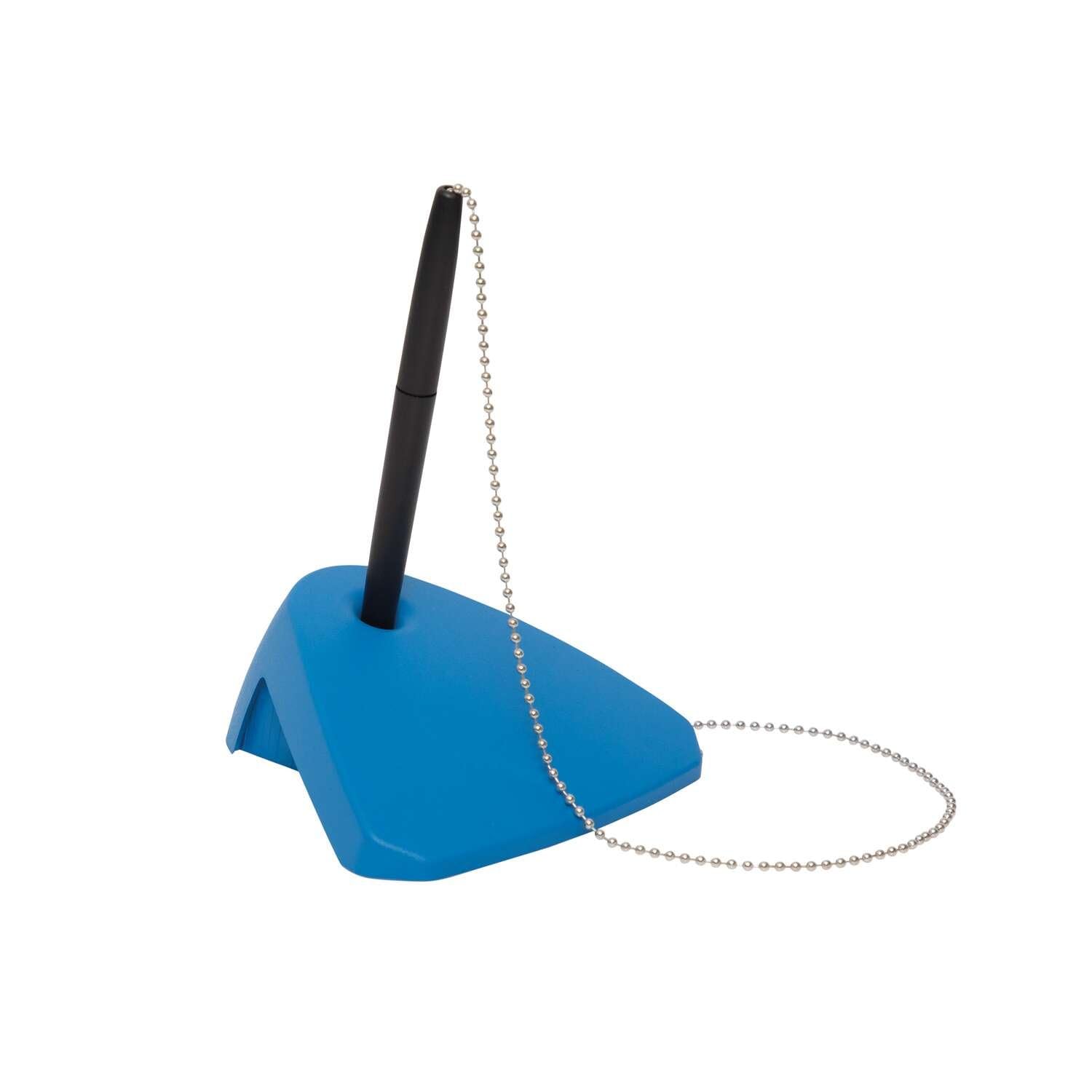 maul-modern-recycling-kugelschreiberst-nder-blau-freistehend-mit-40-cm-kugelkett image 1