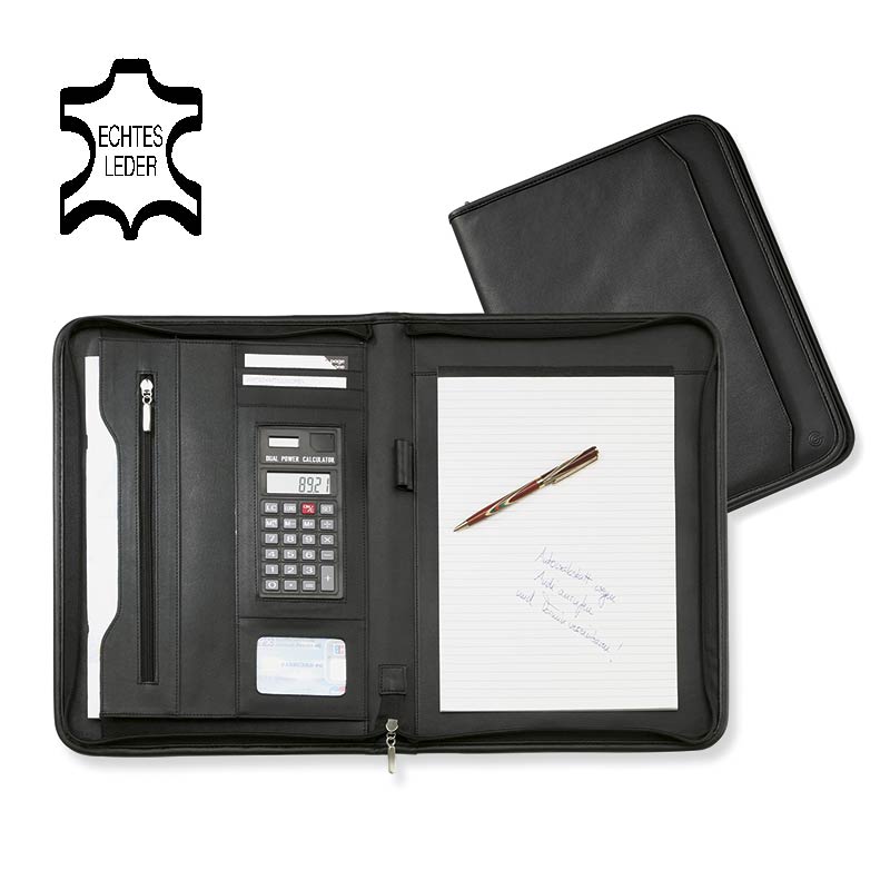 ecobra-konferenzmappe-din-a4-excellent-rinder-nappaleder-mit-solar-rechner image 1