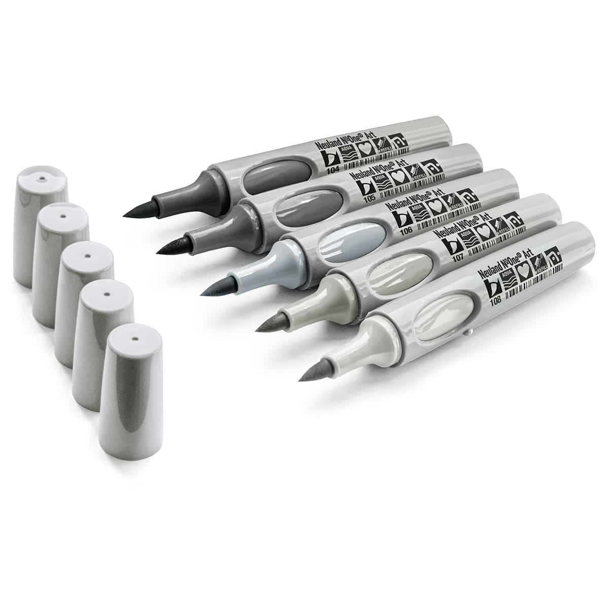 neuland-no-one-art-marker-5er-set-pinselspitze-0-5-7-mm-nachf-llbar image 2
