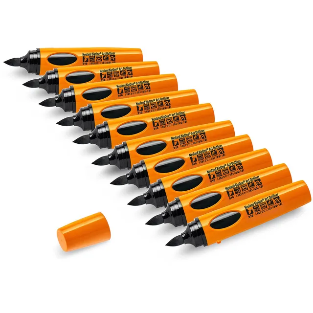 neuland-bigone-art-outliner-konturenmarker-pinselspitze-10er-set-schwarz image 1