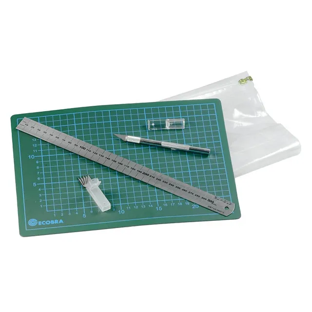 ecobra-hobby-schneide-set-779005-mit-matte-und-lineal image 1