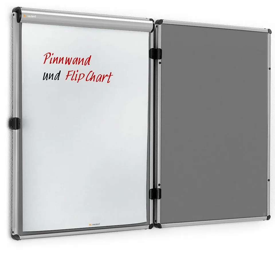 neuland-eurotwin-wandpinnwand-links-aufklappbar-mit-flipchart image 1