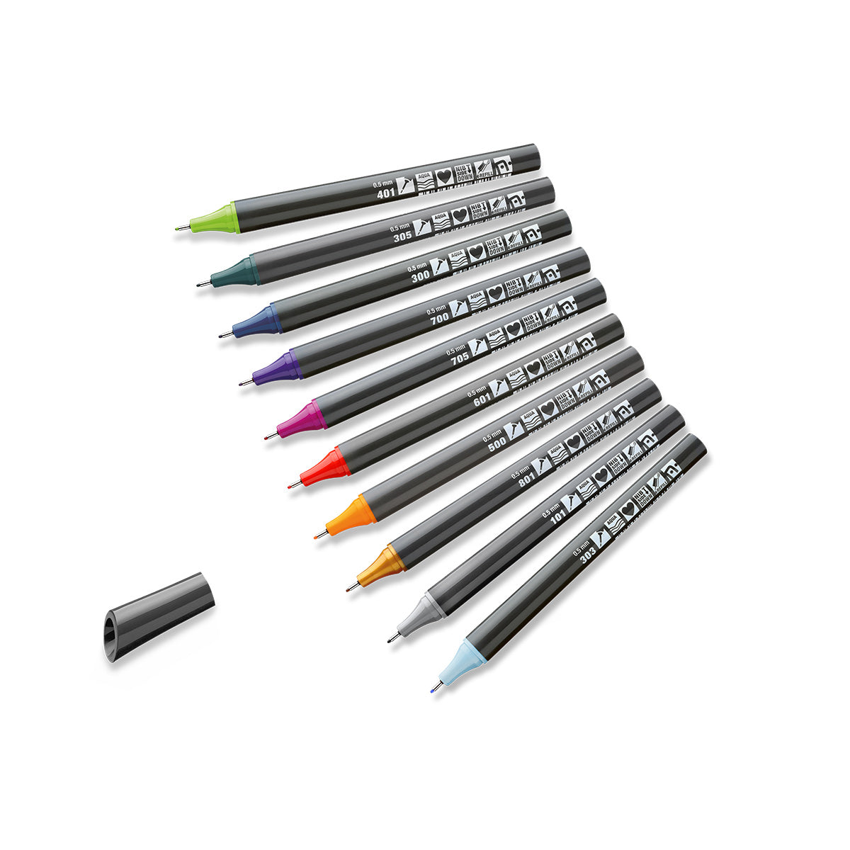 neuland-fineone-sketch-fineliner-0-5-mm-nylonspitze-10er-farb-set image 3