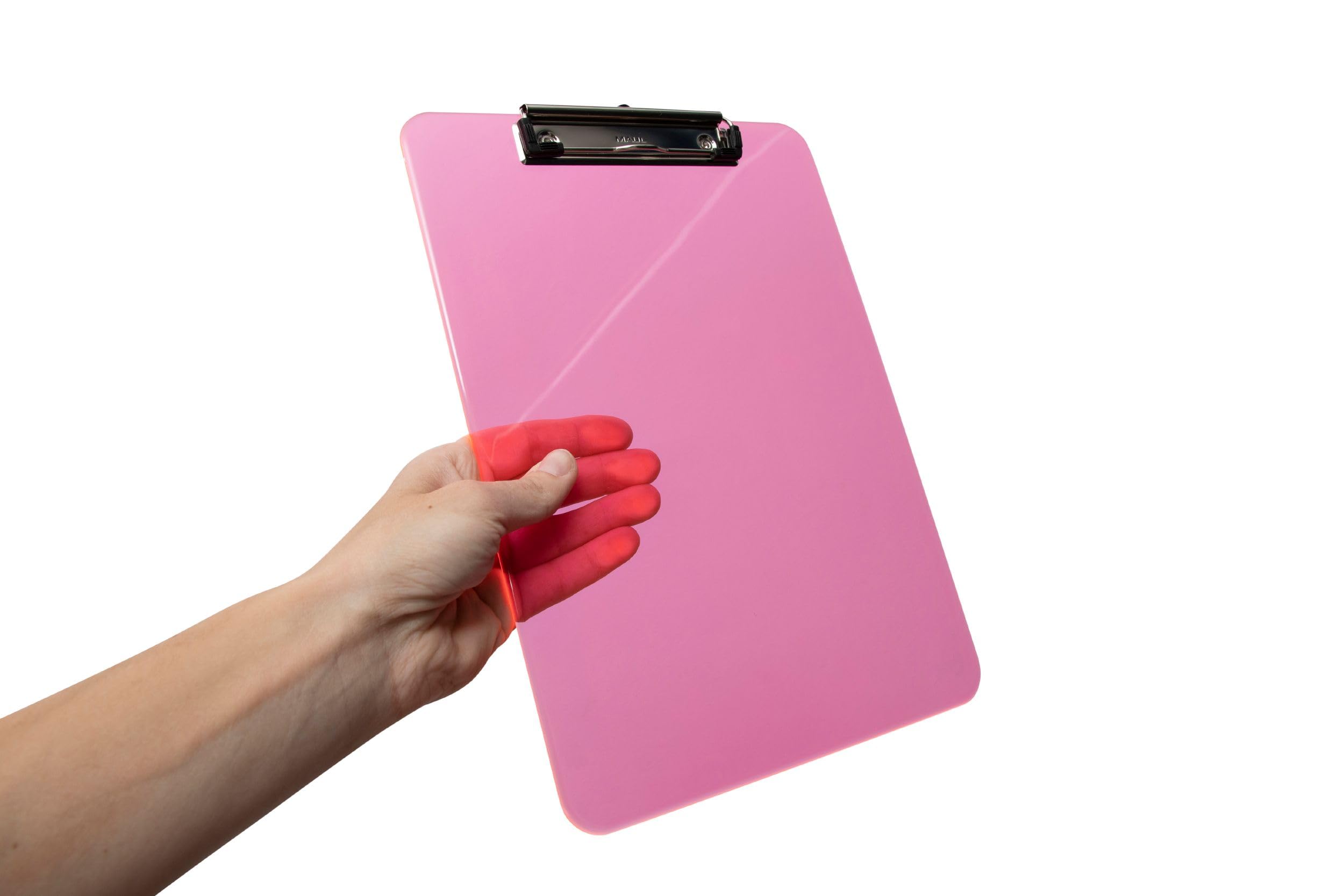 maulneon-klemmbrett-a4-pink-transparent-hochformat-mit-stahlklemme image 6