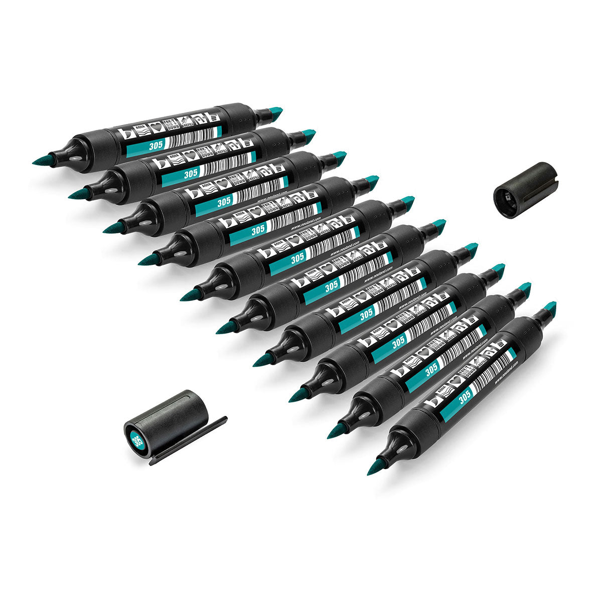 neuland-twinone-marker-keil-und-pinselspitze-10er-uni-set image 3