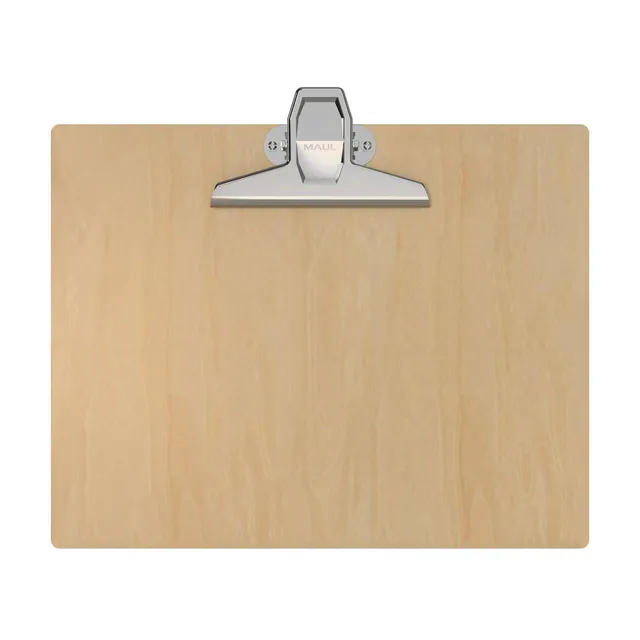 maul-klemmbrett-maultilia-a4-quer-braun-holz-mit-stahlclip image 1