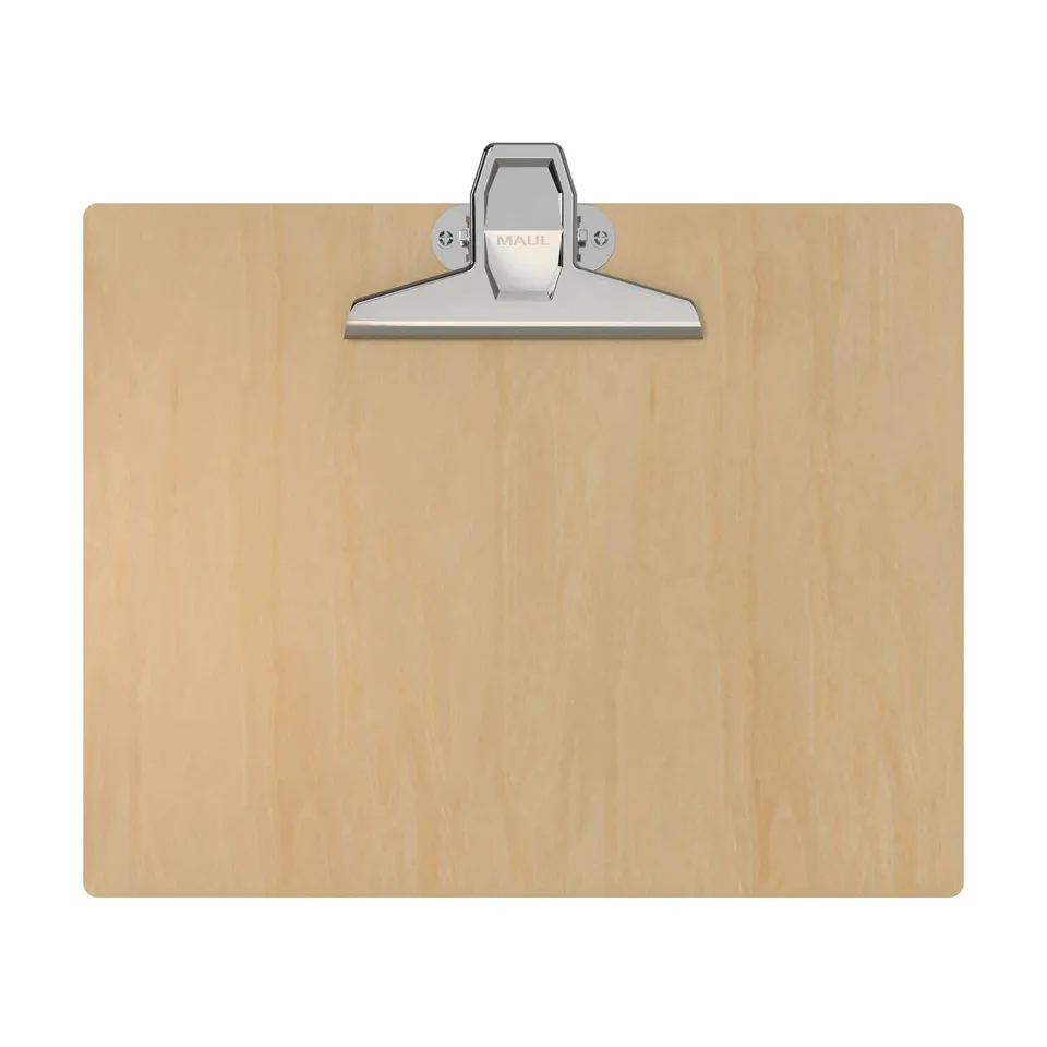 maul-klemmbrett-maultilia-a4-quer-braun-holz-mit-stahlclip image 1