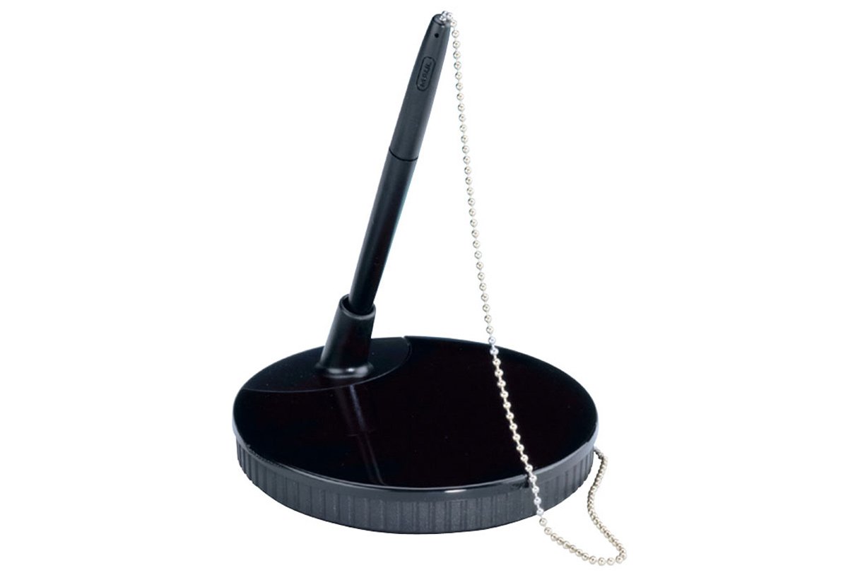 maul-kugelschreiberst-nder-exklusiv-schwarz-mit-kette-f-r-b-ro-empfang image 1