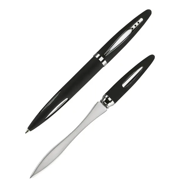 ecobra-cityline-cremona-set-kugelschreiber-brief-ffner-matt-schwarz image 1