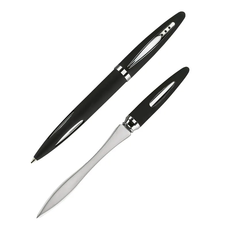 ecobra-cityline-cremona-set-kugelschreiber-brief-ffner-matt-schwarz image 1