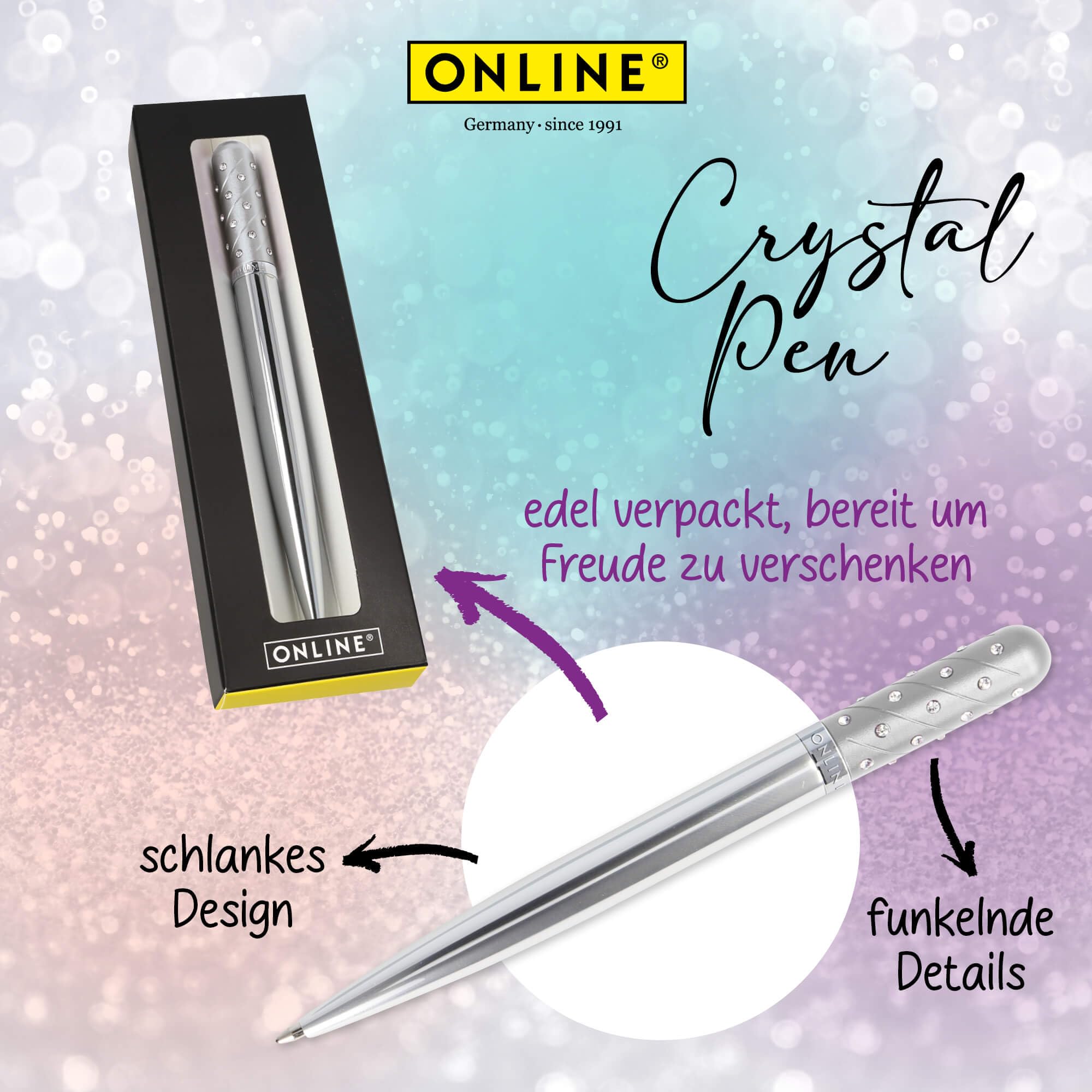 online-crystal-pen-kugelschreiber-silver-strass-midi-geschenkbox image 7