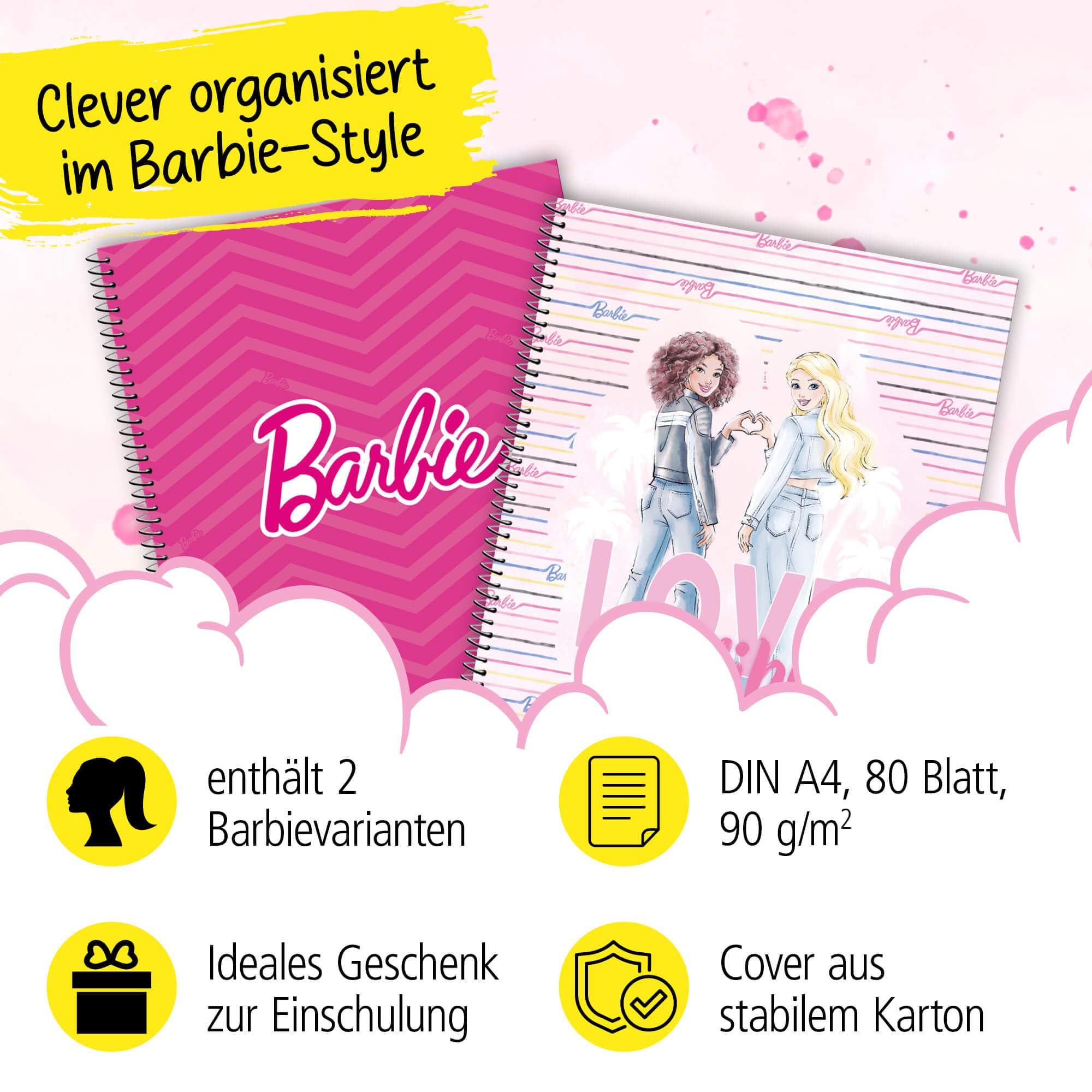 online-collegebl-cke-barbie-a4-kariert-2x-80-blatt-hardcover image 2