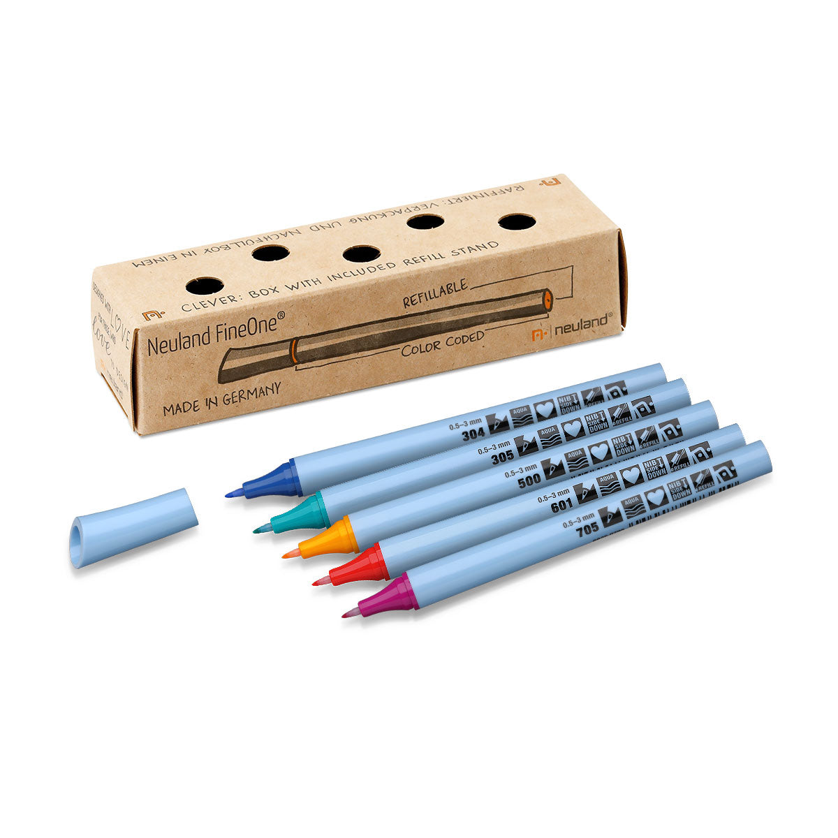 neuland-fineone-flex-marker-5er-farbset-mit-refillbox image 5