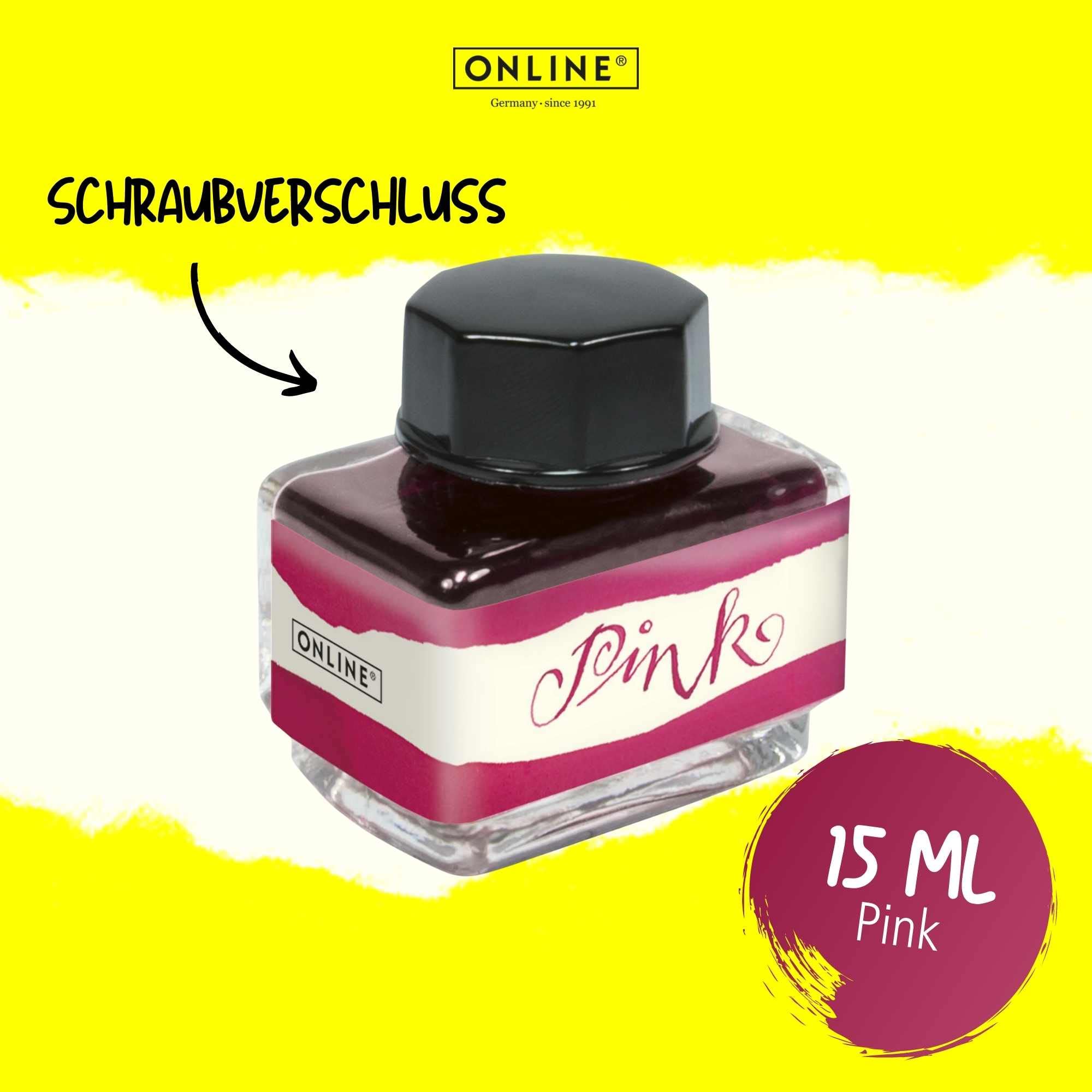 online-tinte-pink-15-ml-tintenglas-wasserbasierte-f-llertinte-f-r-kalligrafie-ha image 2