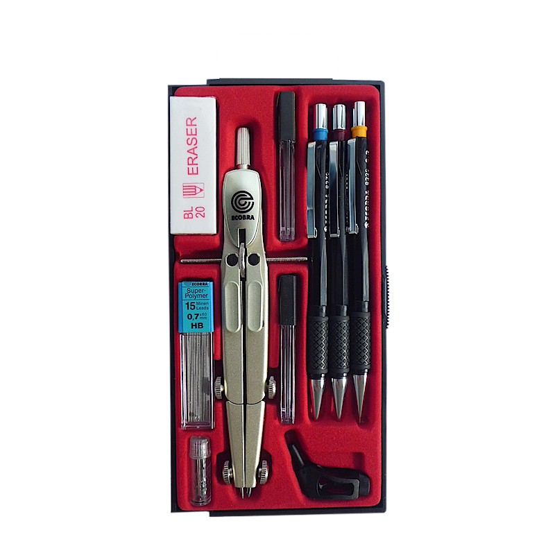 ecobra-schnellverstell-zirkel-set-10-teilig-silver-master-mit-druckhebel image 1