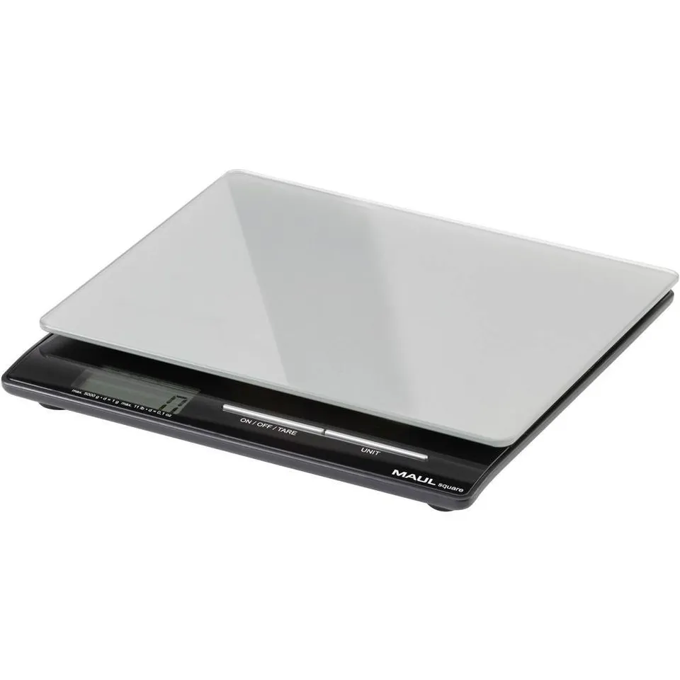 maul-maulsquare-digitale-briefwaage-5-kg-silber-mit-glasfl-che image 1