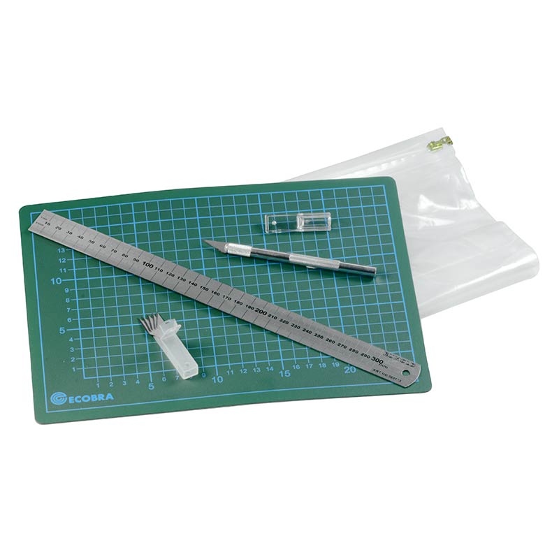 ecobra-hobby-schneide-set-779005-mit-matte-und-lineal image 1