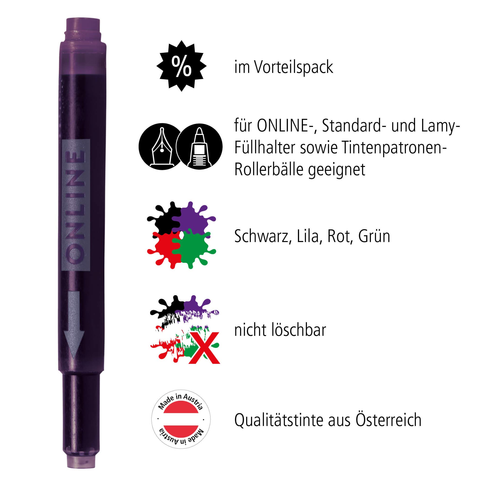 online-kombi-tintenpatronen-universal-20er-pack-rot-gr-n-schwarz-lila image 2