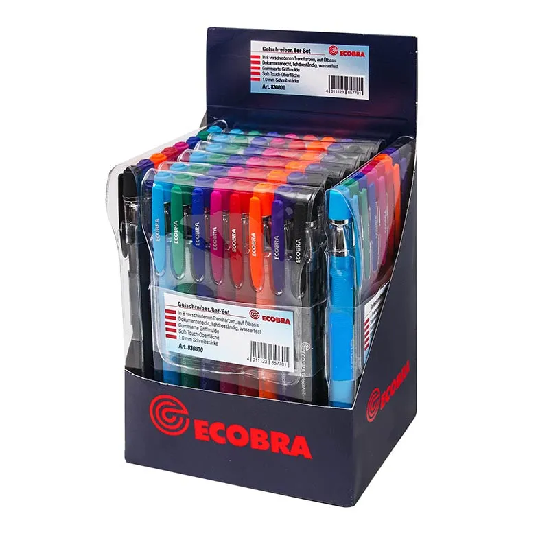 ecobra-gelschreiber-display-8x-8er-set-auf-lbasis-in-8-trendfarben image 1