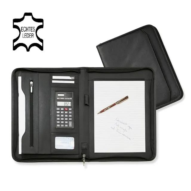 ecobra-konferenzmappe-din-a4-excellent-rinder-nappaleder-mit-solar-rechner image 1