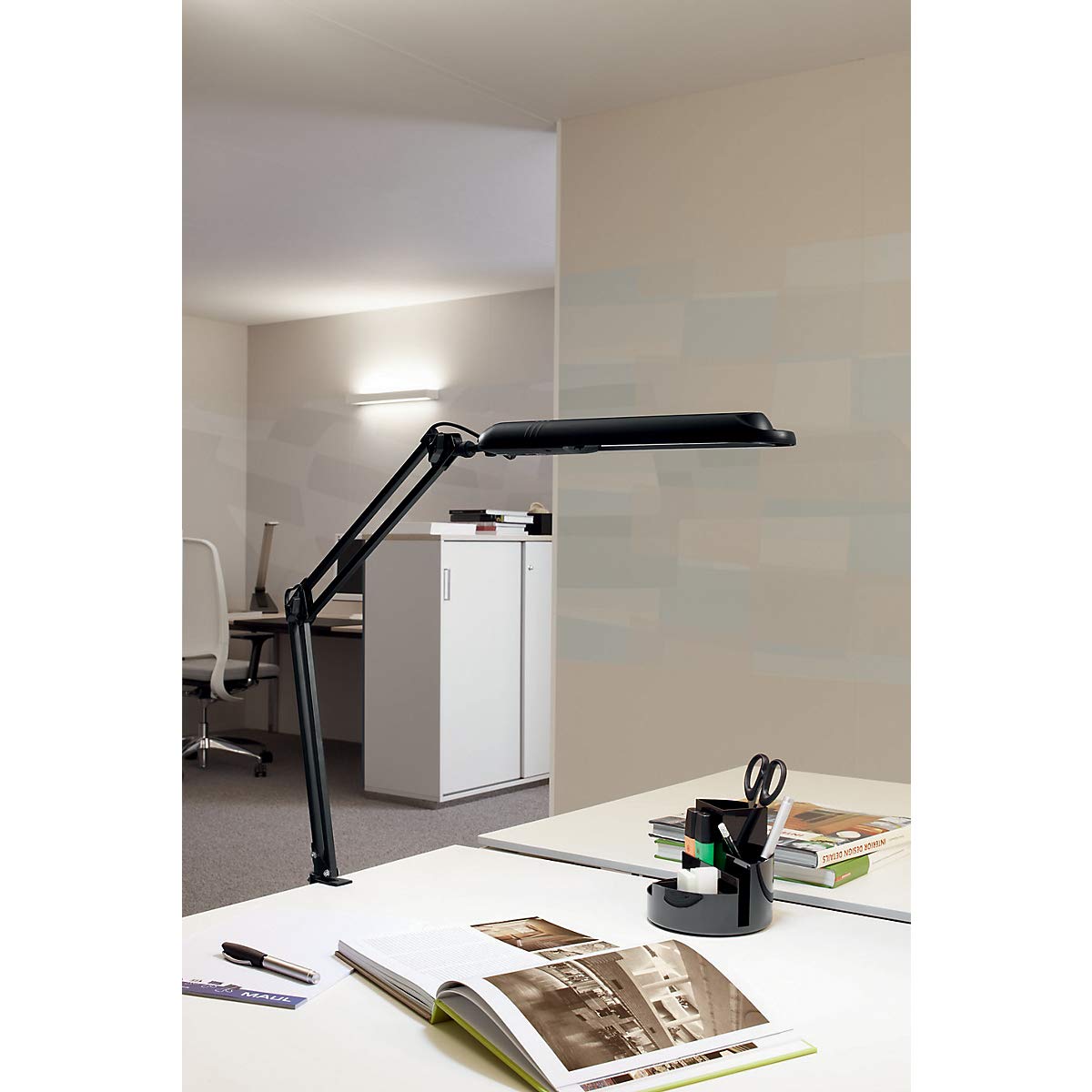 maul-maulatlantic-led-tischlampe-silber-mit-klemmfu-doppelarm image 2