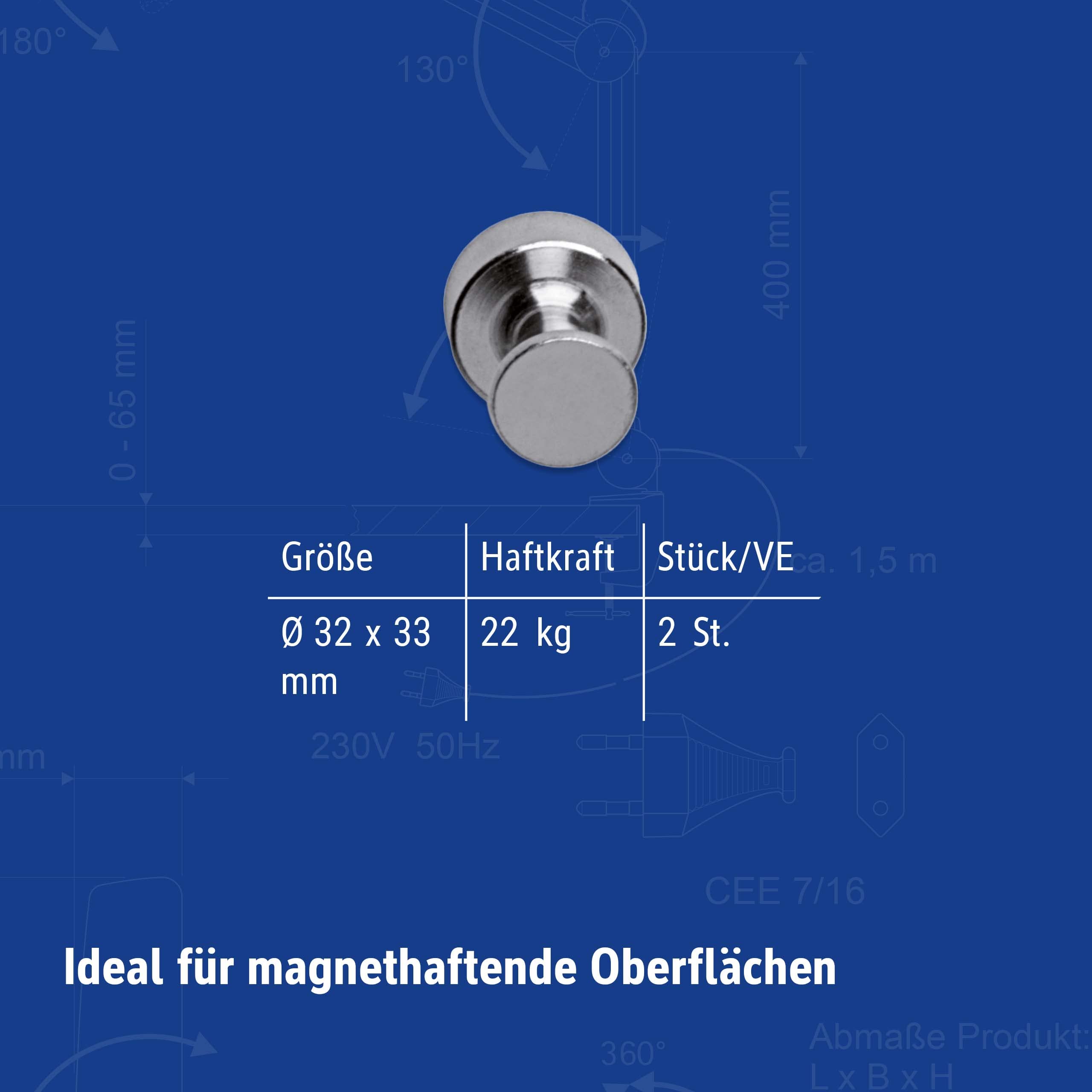 maul-neodym-kegelmagnet-silber-22-kg-haftkraft-2er-set image 6
