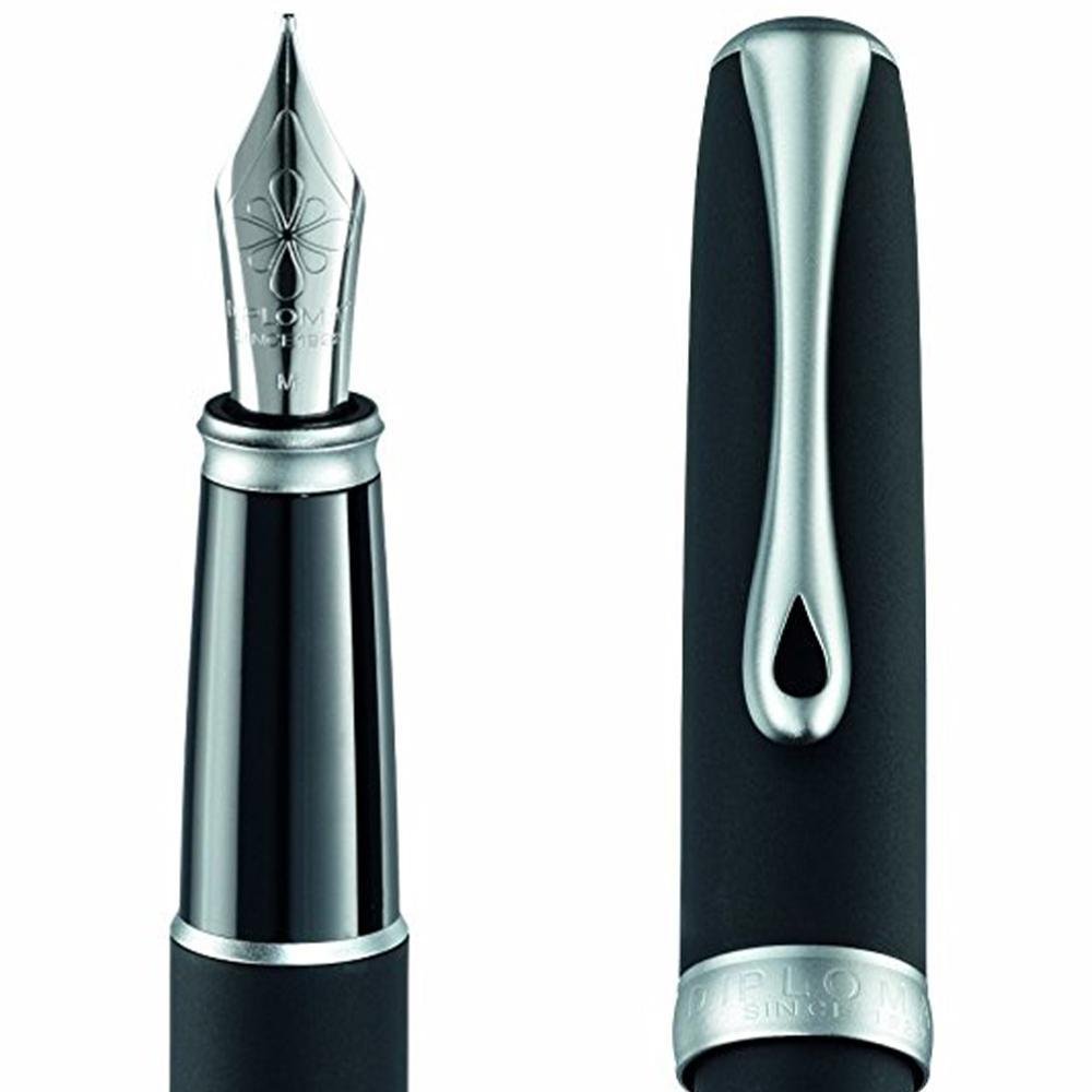 diplomat-excellence-a2-f-llhalter-lapis-schwarz-matt-chrom-edelstahlfeder image 2
