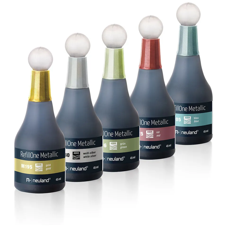 neuland-refillone-metallic-m70-mix-nachf-lltinte-5er-set-wasserbasiert image 1