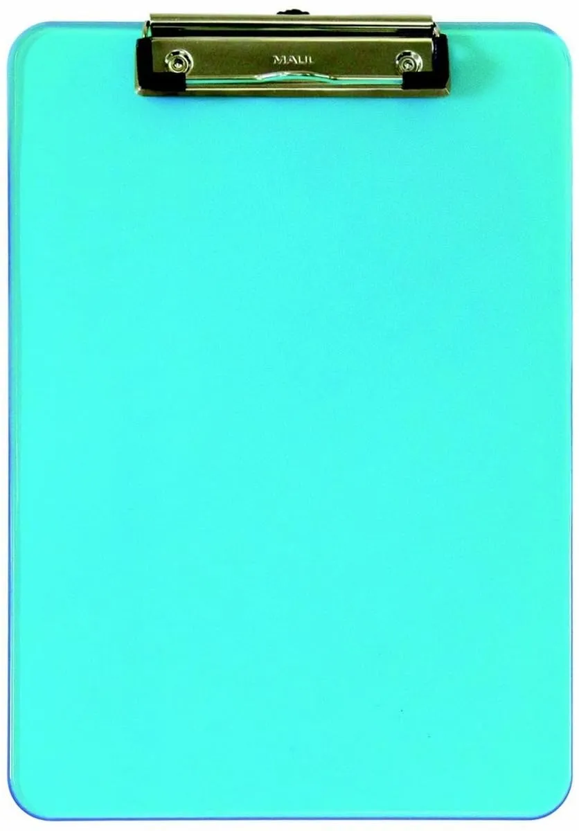 maul-schreibplatte-a4-kunststoff-mit-b-gelklemme-transparentblau image 1