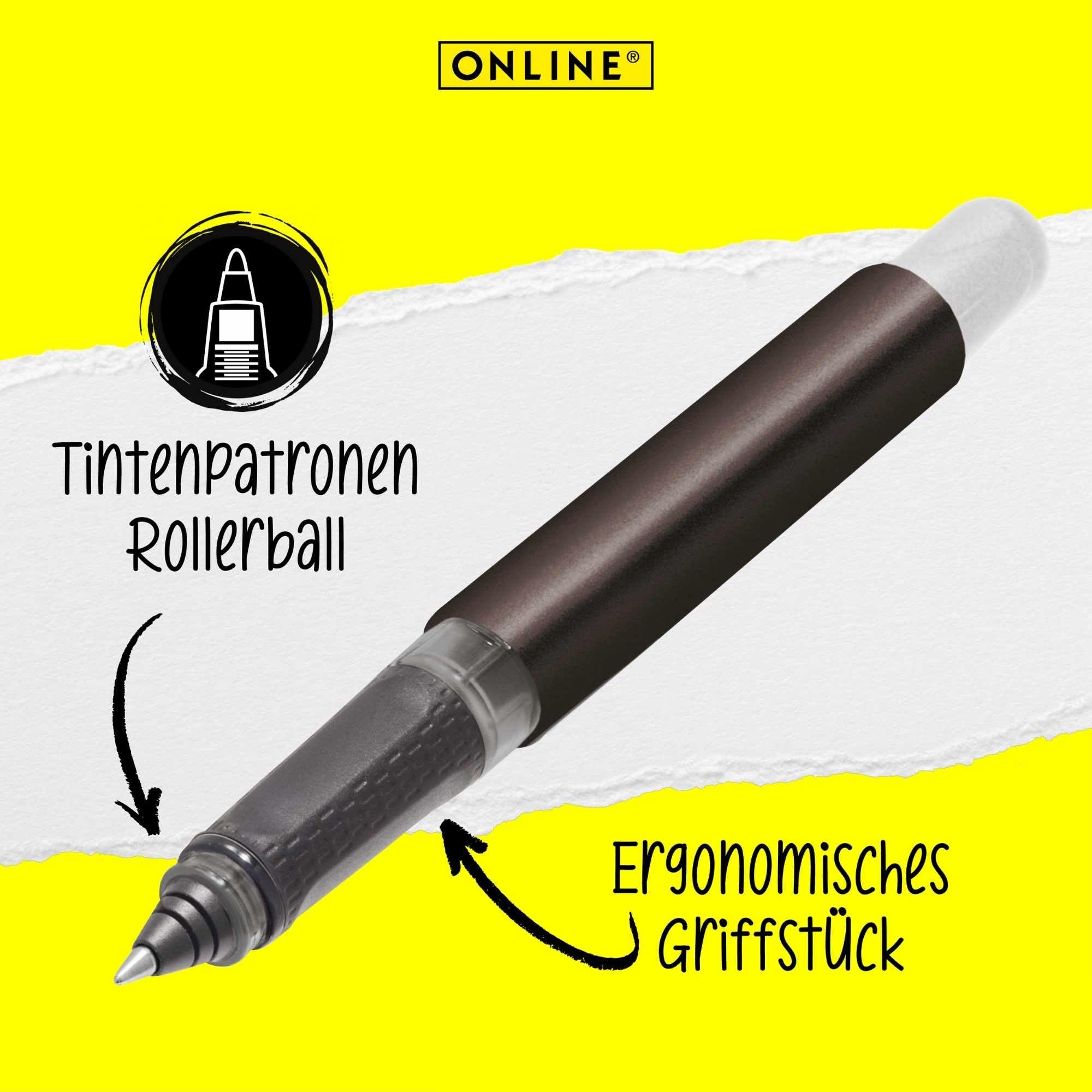 online-college-rollerball-metallic-black-ergonomischer-tintenroller image 2