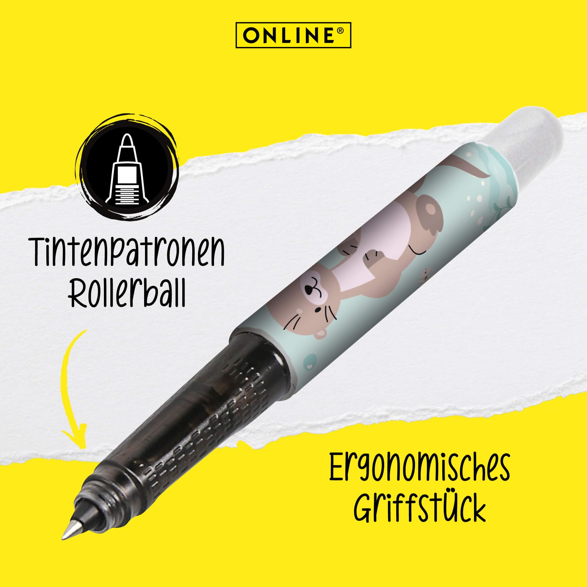 online-college-otter-tintenroller-ergonomisch-mit-kombipatrone-blau image 2